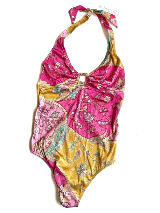Trina Turk Other - Trina Turk Paisley One Piece V- Neckline Halter Plunge Swimsuit